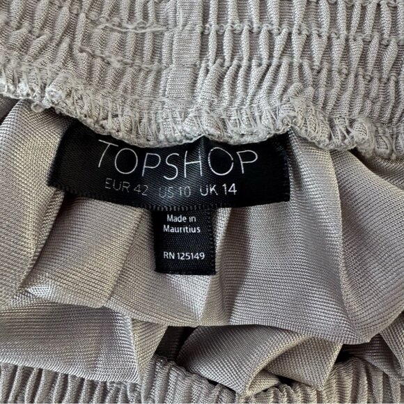 Topshop Metallic Silver High-Low Skirt shiny shimmer flowy grey stretchy luxe - Picture 6 of 6